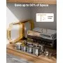 VEVOR Juego de Calentador de Alimentos de Acero Inoxidable con 2 Cacerolas de Tamaño Completo(7,5 L) y 4 Cacerolas de Tamaño Medio(4 L), Rectangular, para Catering con Tapa y Soporte, Dorado