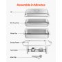 VEVOR Juego de Platos de Frotamiento Rectangulares 2 x 8,6 L, Calentador de Buffet de Acero Inoxidable de Grado Alimenticio, Calentador de Alimentos para Mantener Caliente para Bufé, Fiestas, Bodas