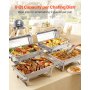 VEVOR Juego de Platos de Frotamiento Rectangulares 4 x 8,6 L, Calentador de Buffet de Acero Inoxidable de Grado Alimenticio, Calentador de Alimentos para Mantener Caliente para Bufé, Fiestas, Bodas
