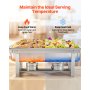 VEVOR Juego de Platos de Frotamiento Rectangulares 6 x 8,6 L, Calentador de Buffet de Acero Inoxidable de Grado Alimenticio, Calentador de Alimentos para Mantener Caliente para Bufé, Fiestas, Bodas