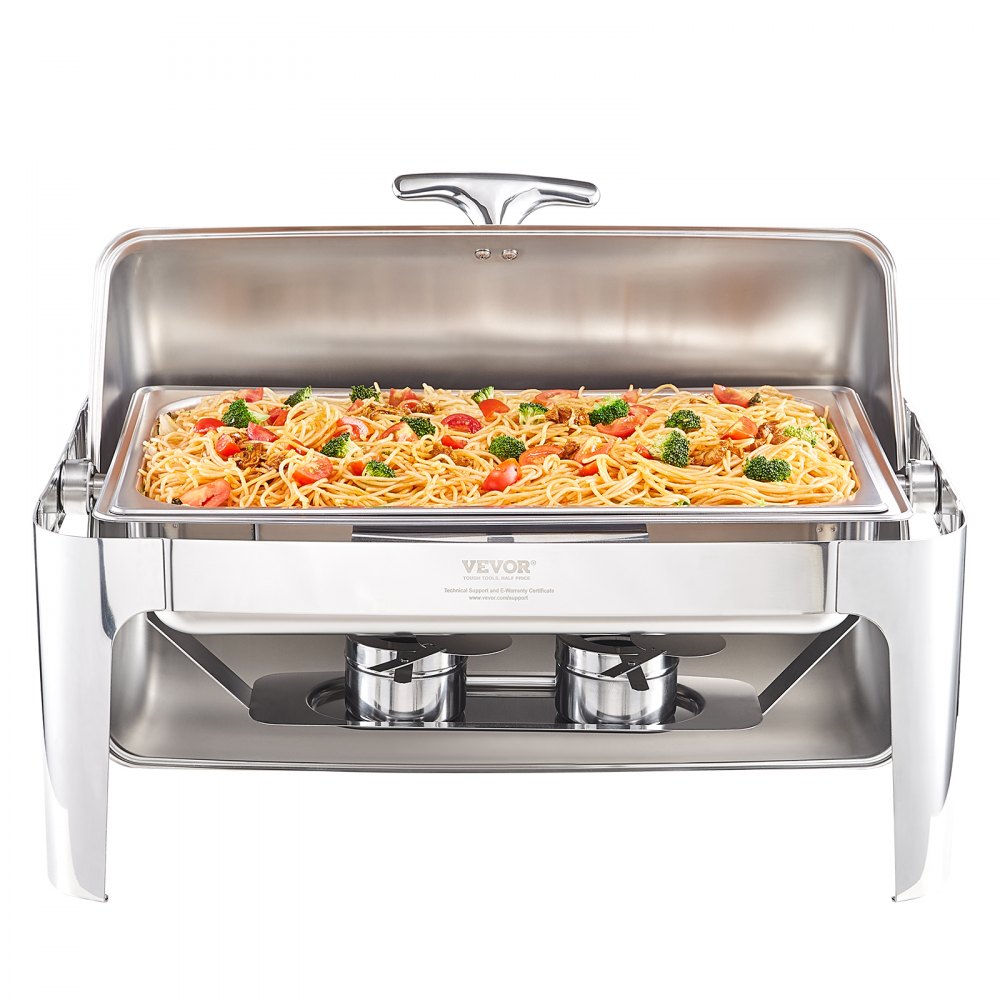VEVOR Calentador de Alimentos 8,5 L Calentador de Combustible Buffet Tapa Abatible Calentador de Alimentos de Acero Inoxidable con 1 Pinza Mantiene Caliente para Autoservicio Buffet Hotel Catering