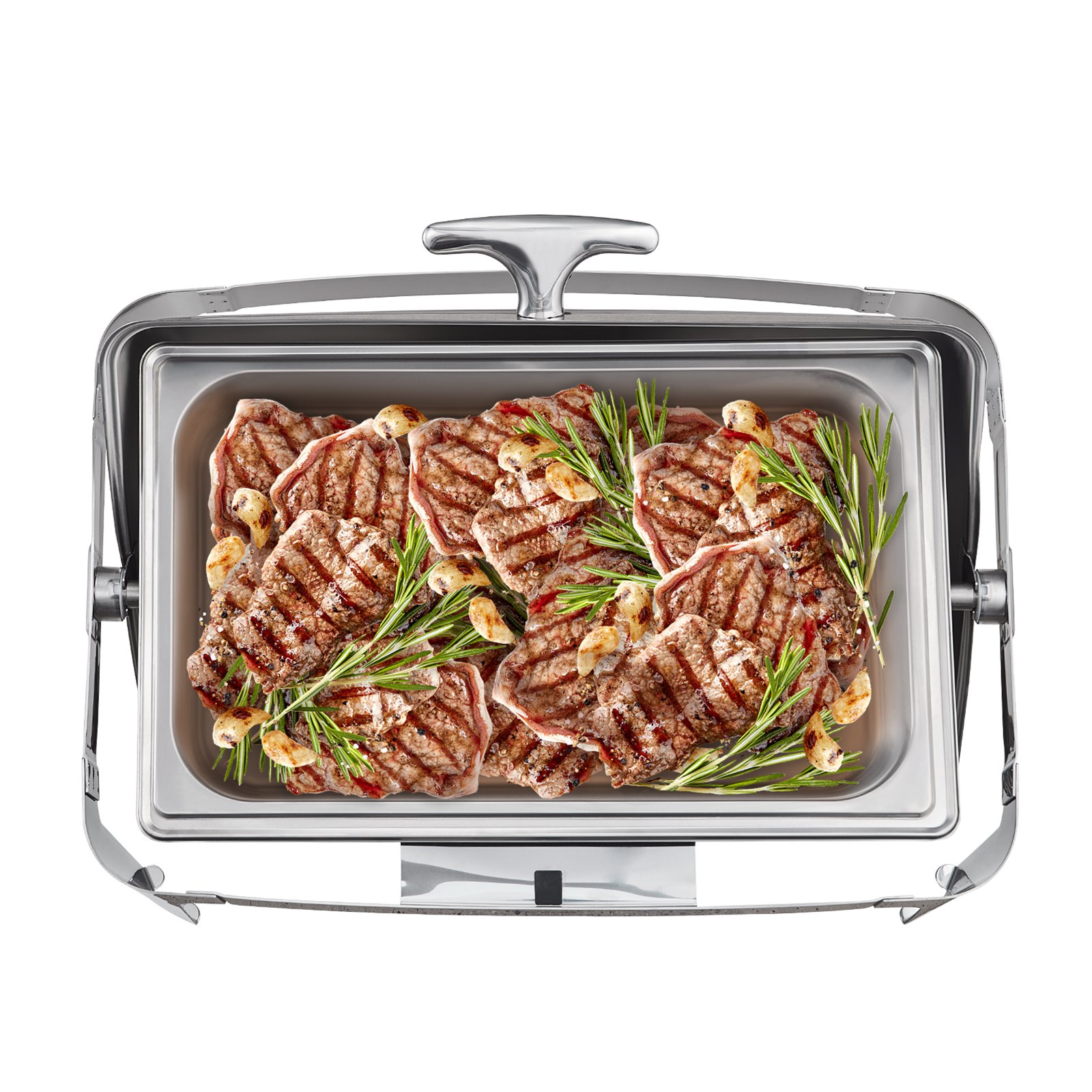 VEVOR Calentador de Alimentos 8,5 L Calentador de Combustible Buffet Tapa Abatible Calentador de Alimentos de Acero Inoxidable con 1 Pinza Mantiene Caliente para Autoservicio Buffet Hotel Catering