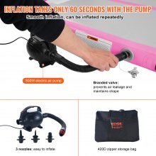 VEVOR Colchoneta Inflable de Gimnasia de 10 cm de Grosor, Pista de Acrobacia con Bomba eléctrica, Colchoneta de Entrenamiento para Uso doméstico/Gimnasio/Yoga/animadoras/Playa/Parque/Agua, 3 m, Rosa