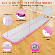 VEVOR Colchoneta Inflable de Gimnasia de 10 cm de Grosor, Pista de Acrobacia con Bomba eléctrica, Colchoneta de Entrenamiento para Uso doméstico/Gimnasio/Yoga/animadoras/Playa/Parque/Agua, 4 m, Rosa