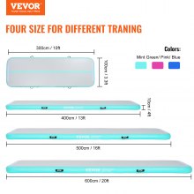 VEVOR Colchoneta Inflable de Gimnasia de 10 cm de Grosor, Pista de Acrobacia con Bomba eléctrica, Colchoneta de Entrenamiento para Uso doméstico/Gimnasio/Yoga/animadoras/Playa/Parque, 4 m, Verde