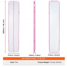 VEVOR Colchoneta Inflable de Gimnasia de 10 cm de Grosor, Pista de Acrobacia con Bomba eléctrica, Colchoneta de Entrenamiento para Uso doméstico/Gimnasio/Yoga/animadoras/Playa/Parque, 5 m, Rosa