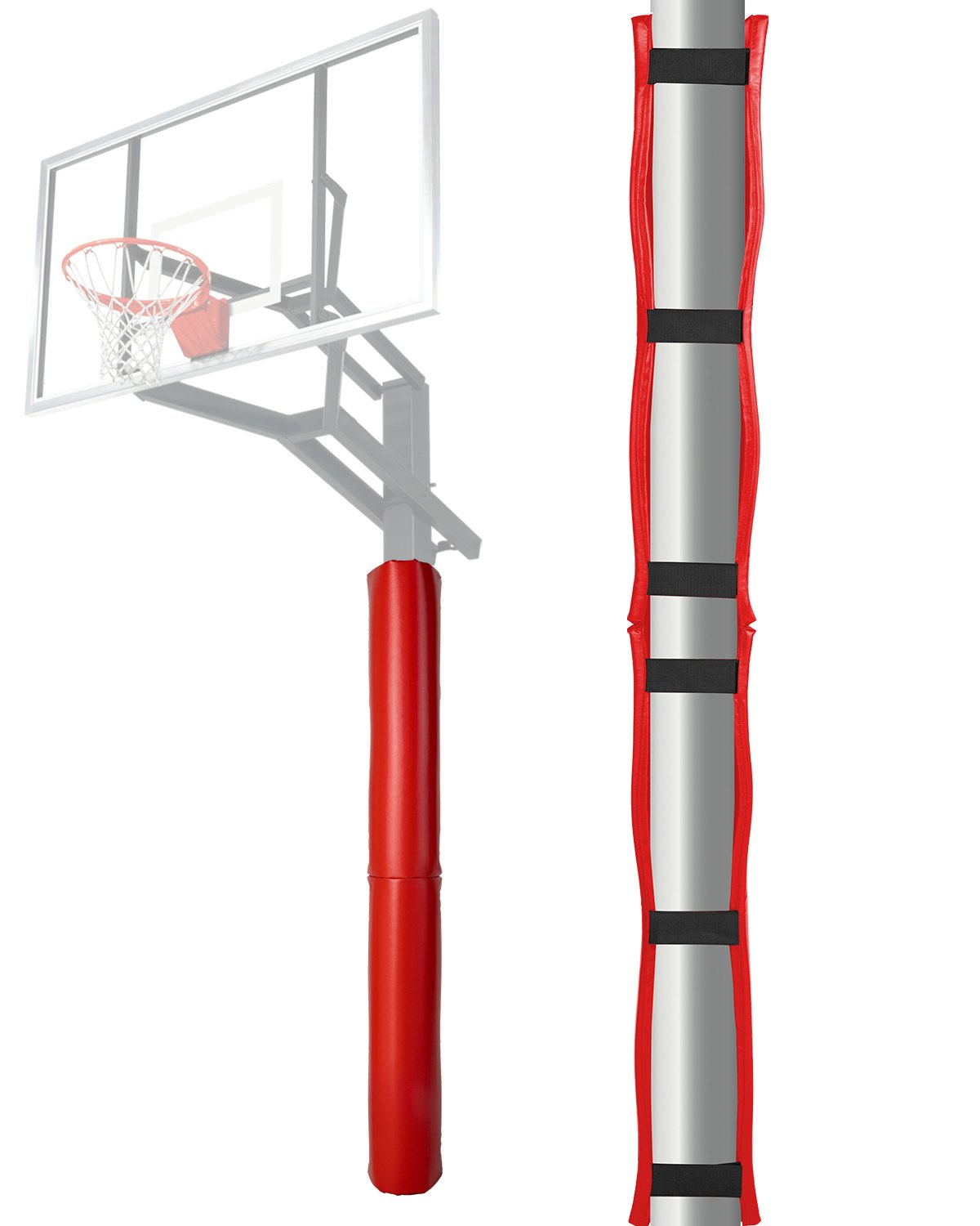 VEVOR Almohadilla para Poste de Baloncesto, Resistente, Envolvente, Se Adapta a Postes Redondos de 50 - 160 mm y Cuadrados de 115 x 115 mm, para Todo Tipo de Clima para Sótanos y Garajes, Rojo