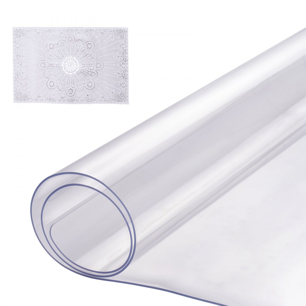 VEVOR Mantel de PVC Rectángulo Transparente 35,6x61 cm Grosor 1,5 mm para Mesa