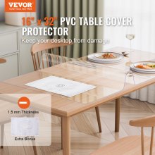 VEVOR Mantel de PVC Rectángulo Transparente 40,6x81,3 cm Grosor 1,5mm para Mesa