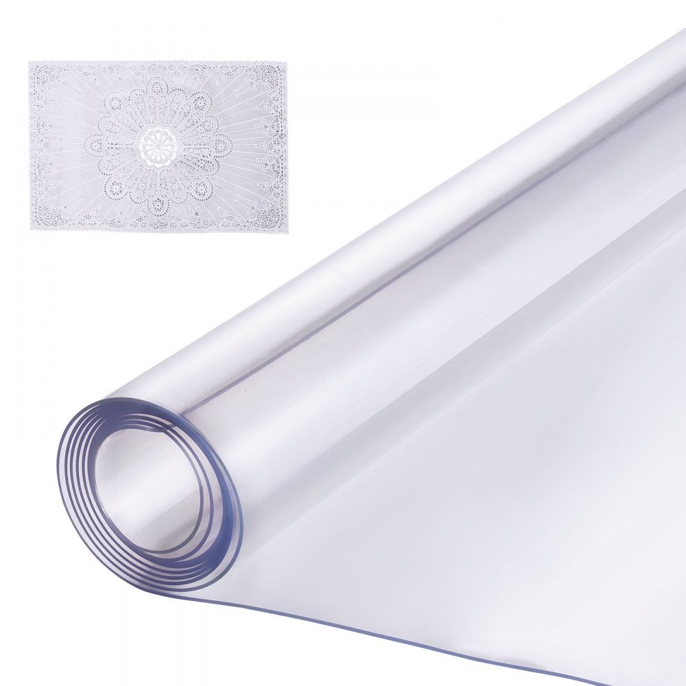 VEVOR Mantel de PVC Rectángulo Transparente 76,2x152,4 cm Grosor 1,5mm para Mesa