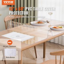 VEVOR Mantel de PVC Rectángulo Transparente 106,7x152,4 cm Grosor 2 mm para Mesa