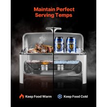 VEVOR Juego de Platos para Calentar Alimentos 8,5 L 1 Recipiente Tapa Enrollable