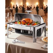 VEVOR Juego de Platos para Calentar Alimentos 8,5 L 1 Recipiente Tapa Enrollable