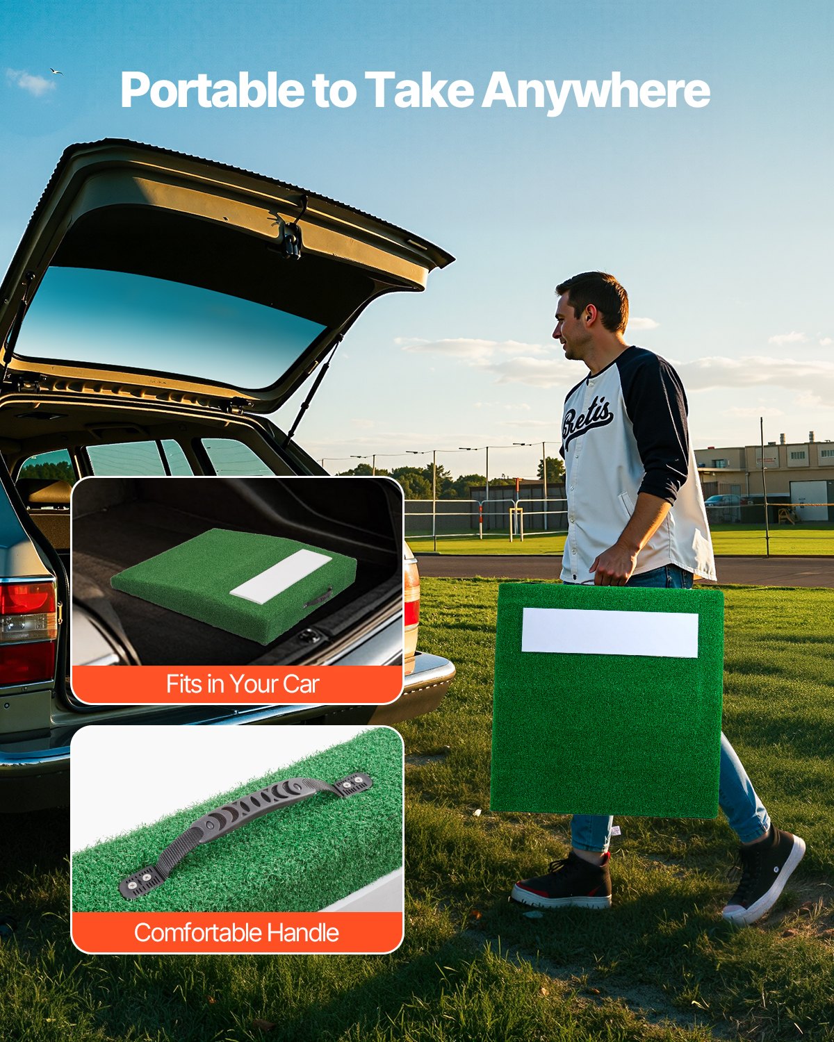 VEVOR Montículo de Lanzamiento de Béisbol Portátil, Equipo de Entrenamiento y Práctica de Lanzamiento con Césped Antidecoloración, Goma de Lanzamiento, Asa de Transporte, 78 x 77 x 12.5 cm, Verde