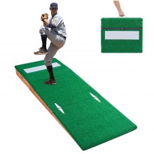 VEVOR Montículo de Lanzamiento de Béisbol Portátil, Equipo de Entrenamiento y Práctica de Lanzamiento con Césped Antidecoloración, Goma de Lanzamiento, base ajustable, 216 x 76 x 17 cm, Verde