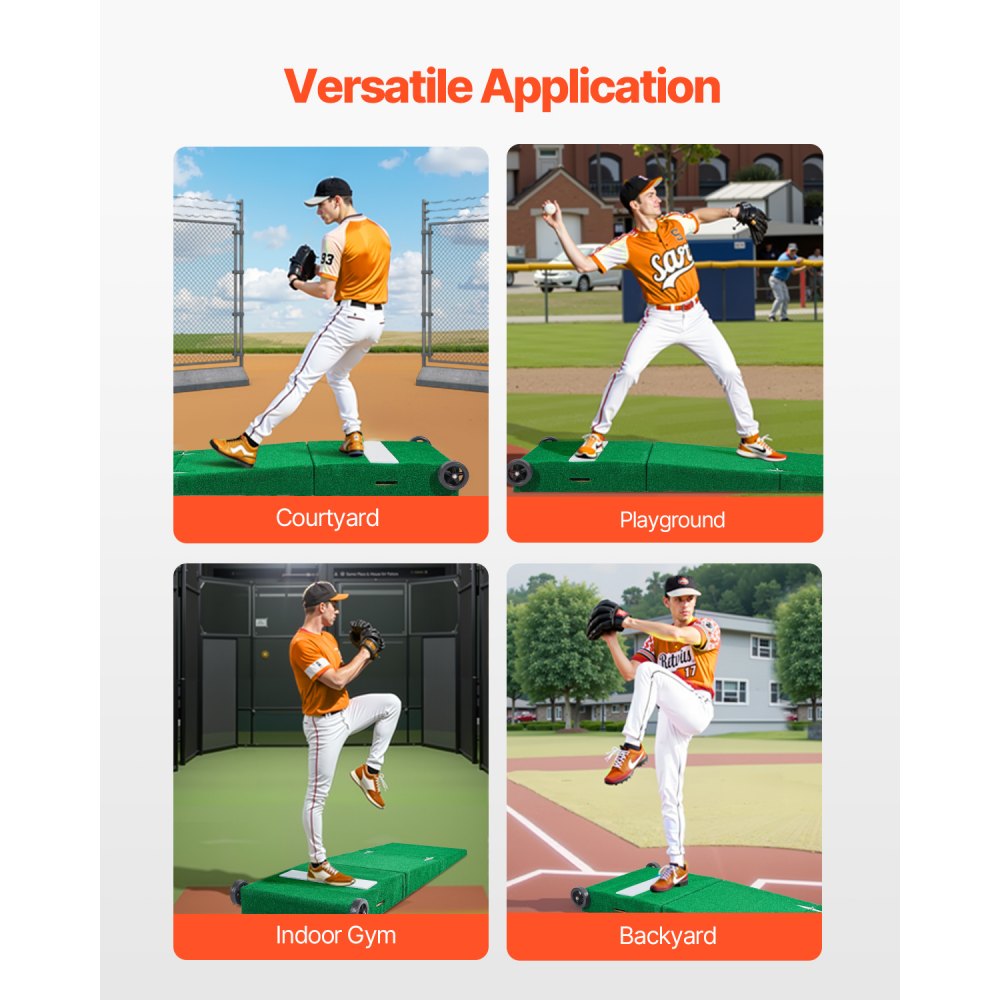 VEVOR Pitching Mound, Portable Baseball Pitcher Mound, 90 Inch Pitching Training Equipment (Outdoor/Indoor), Softball Pitching Aids with Antifade Turf & Pitching Rubber & Carrying Handle