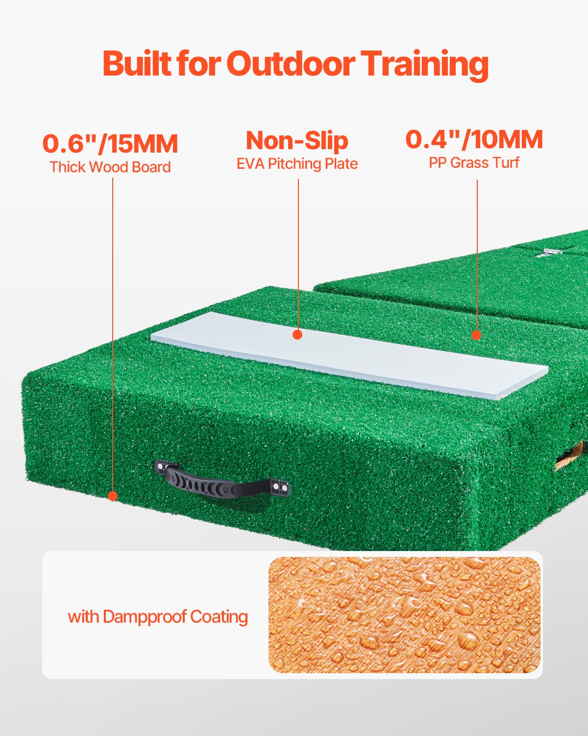 VEVOR Pitching Mound, Portable Baseball Pitcher Mound, 77 Inch Pitching Training Equipment (Outdoor/Indoor), Softball Pitching Aids with Antifade Turf & Pitching Rubber & Carrying Handle