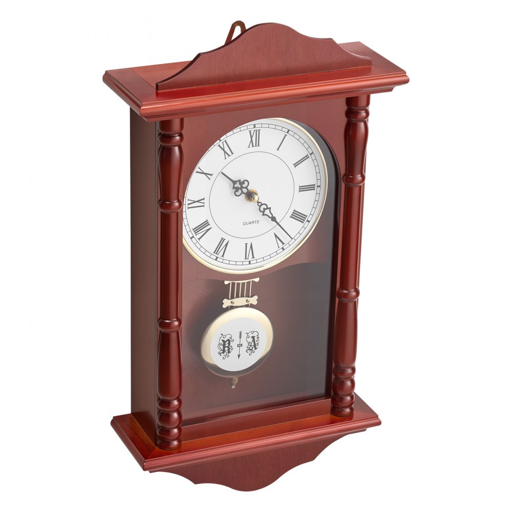 VEVOR Grandfather Clock, 457.2 mm Classic Vintage Pendulum Clock, Pine Wood & MDF Wall Clocks with Quartz Movement and Quiet Design, for Living Room, Bedroom, Home Decor & Gift (Cherry Tone Finish)