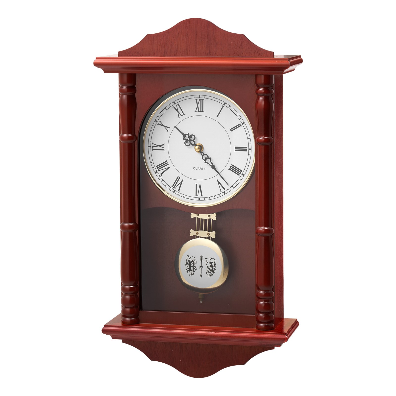 VEVOR Grandfather Clock, 457.2 mm Classic Vintage Pendulum Clock, Pine Wood & MDF Wall Clocks with Quartz Movement and Quiet Design, for Living Room, Bedroom, Home Decor & Gift (Cherry Tone Finish)