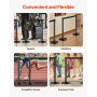 VEVOR 4 PCS Poste de Estaca de Acero al Carbono de 2 m con Base Hueca de Inyección de Arena y 4 Cinturones Retráctiles Negros, Barreras de Control de Multitudes para Teatro, Fiesta, Boda, Negro
