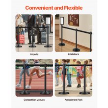 VEVOR 8 PCS Poste de Estaca con Cinturones Retráctiles 2 Soportes para Carteles