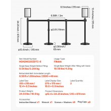 VEVOR 8 PCS Poste de Estaca con Cinturones Retráctiles 2 Soportes para Carteles