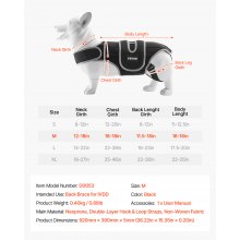 VEVOR Arnés de Soporte para la Columna Vertebral para Perros, Talla M, Negro