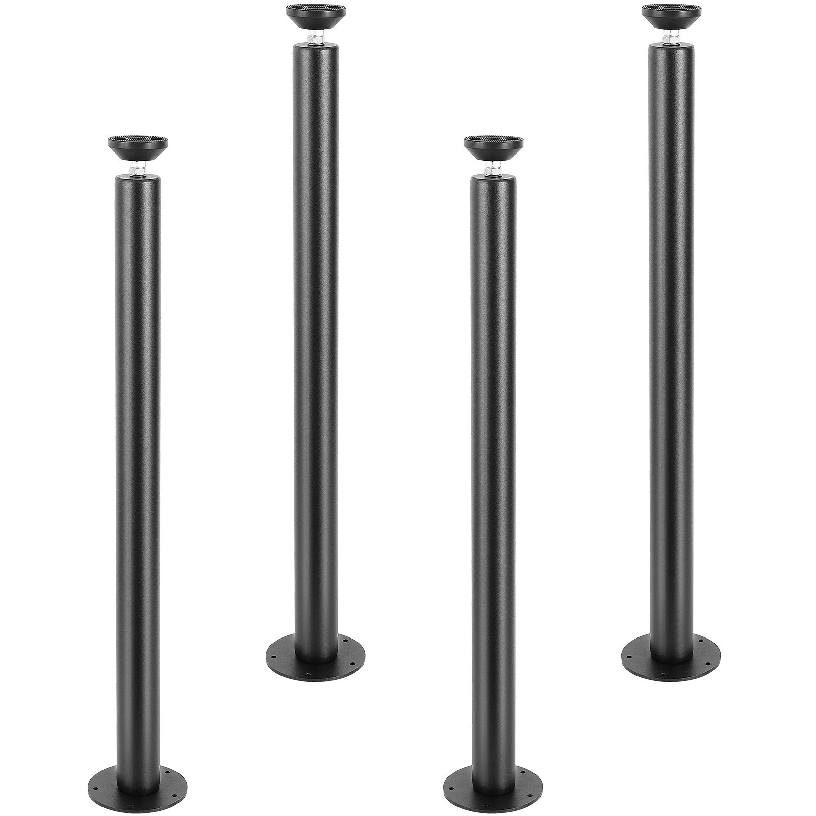 VEVOR 4-piece set of table legs, 711.2mm high, 110mm mounting plate, carbon steel, matte black powder coating, 544kg load capacity. Ideal for kitchen tables, living room consoles, studio tables.