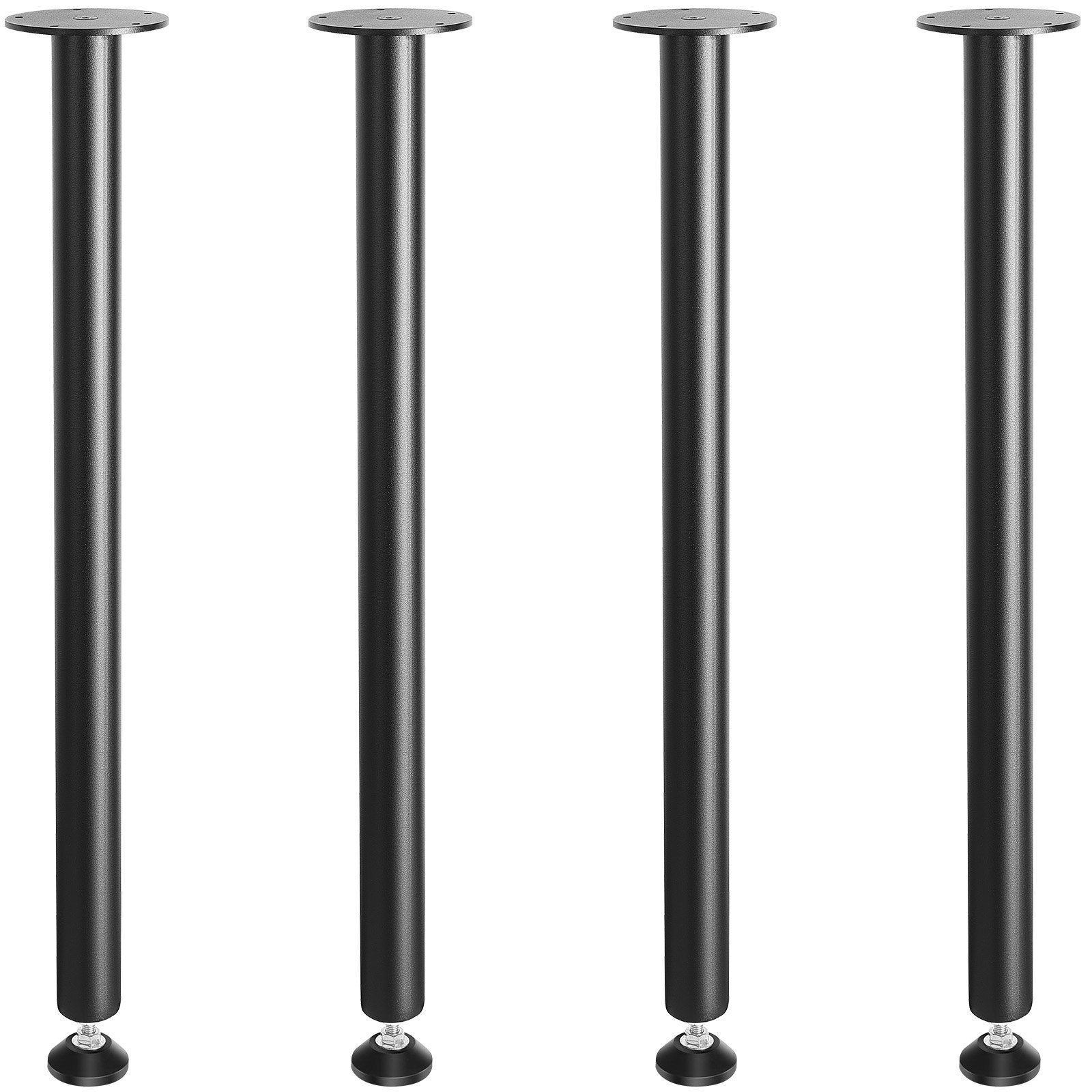 VEVOR 4-piece set of table legs, 762mm high, 110mm mounting plate, carbon steel, matte black powder coating, 544kg load capacity. Ideal for kitchen tables, living room consoles, studio tables.