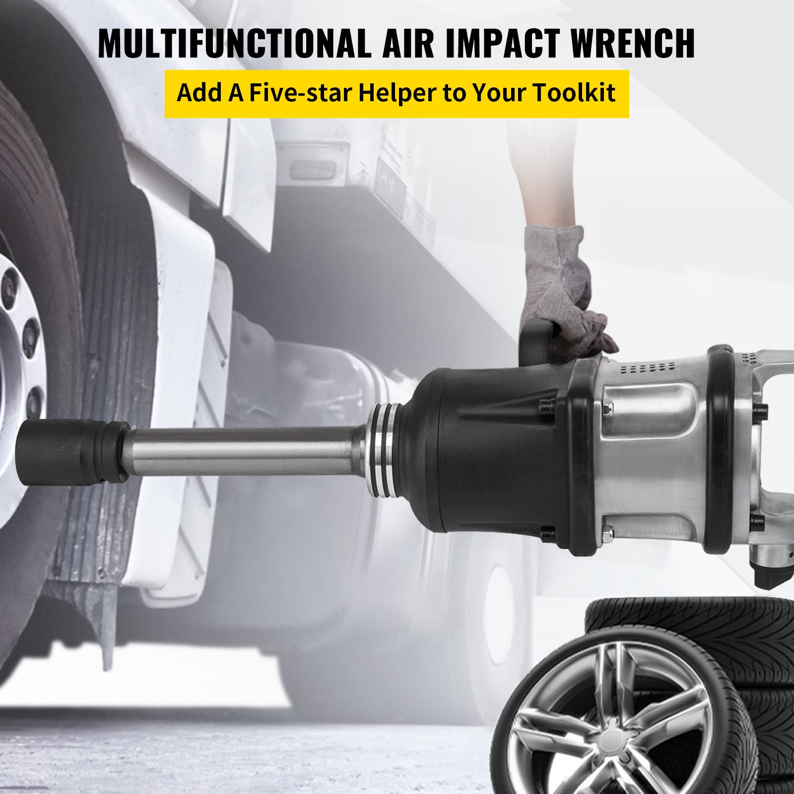 VEVOR Llave de Impacto Neumática 4.000 rpm, Pistola de Llave 3.800 N.M, Taladro de Impacto Manual Ideal para Trabajos de Reparación General, Ampliamente Utilizado en Camiones Neumáticos