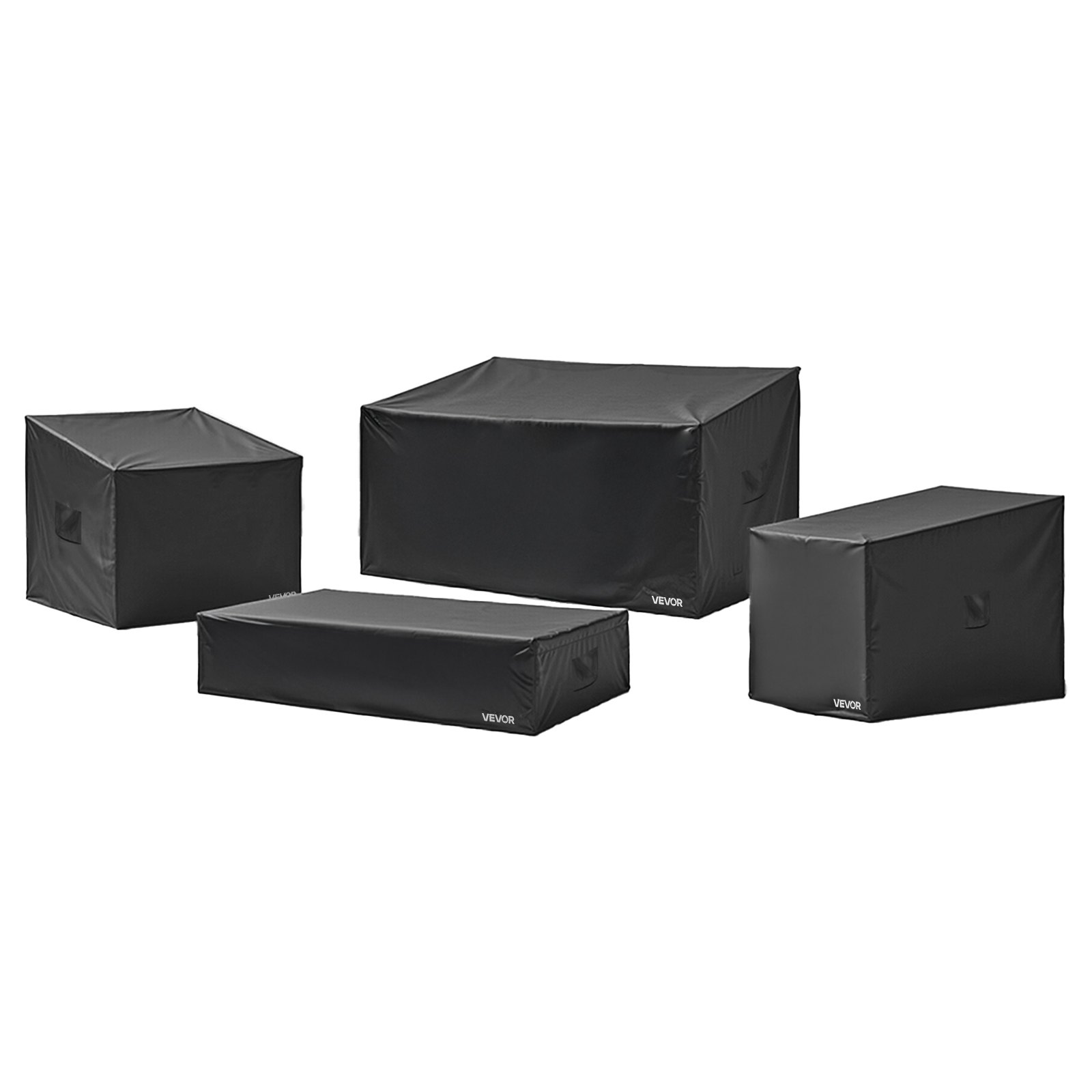 VEVOR Juego de 4 Fundas para Muebles de Patio, 420D, Resistentes e Impermeables, Color Negro, Resistente al Desgarro y a los Rayos UV, Durante las Cuatro Estaciones, para Mesa y Sillas Exterior