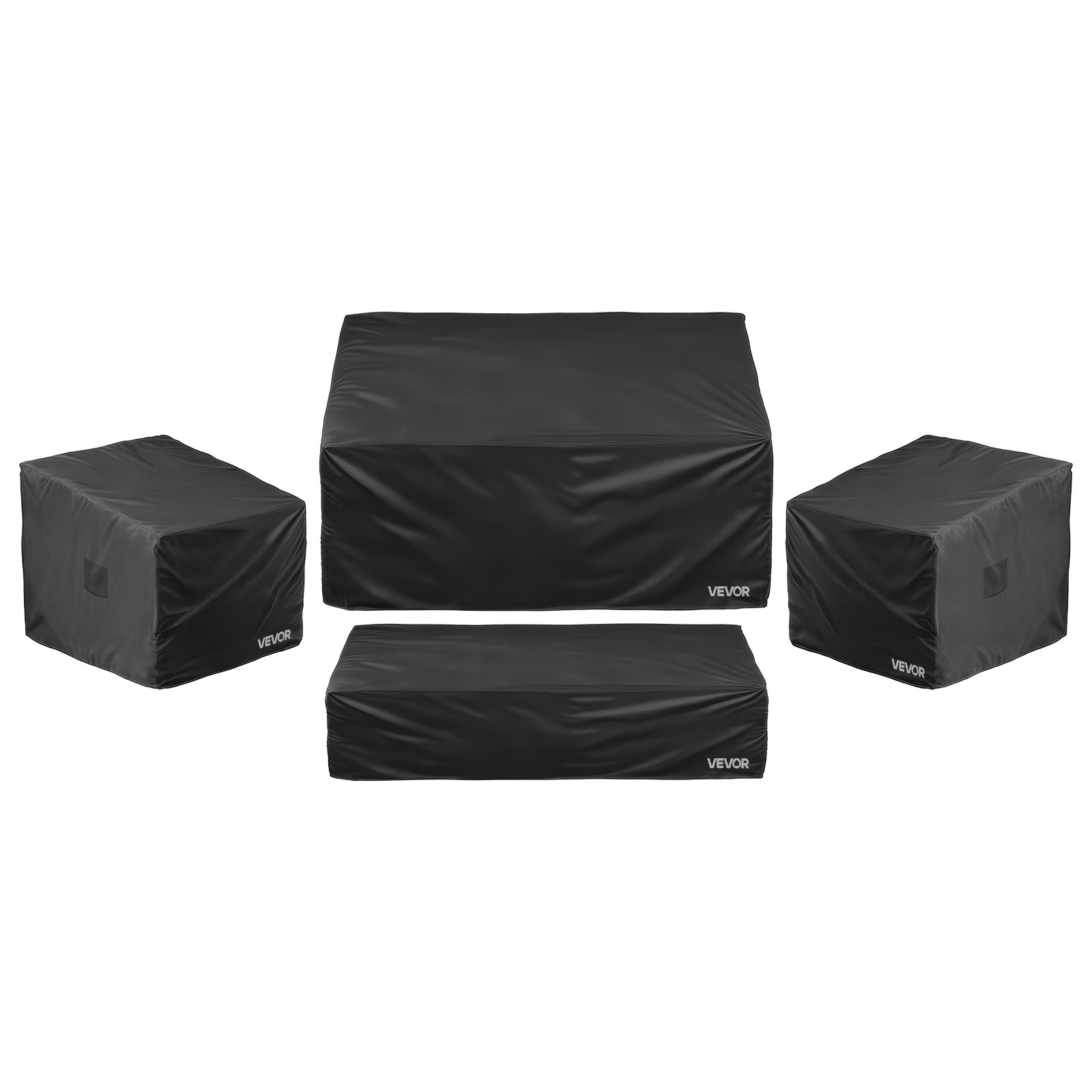 VEVOR Juego de 4 Fundas para Muebles de Patio, 420D, Resistentes e Impermeables, Color Negro, Resistente al Desgarro y a los Rayos UV, Durante las Cuatro Estaciones, para Mesa y Sillas Exterior