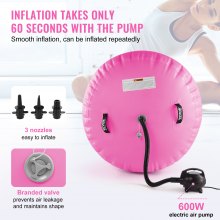 VEVOR Juego de colchoneta y rodillo de gimnasia inflable, pista de acrobacia con bomba eléctrica, entrenador de flexión de espalda, equipo de gimnasia para uso en el hogar/gimnasio/yoga, Rosa