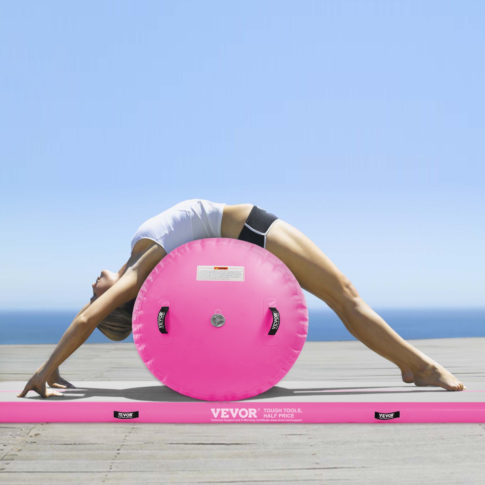 VEVOR Inflatable Gymnastics Mat, Inflatable Air Roll Air Barrel Gymnastics Tumbling Mat, Multifunctional Tumbling Mat for Home Use / Gym / Yoga / Cheerleading