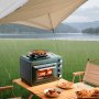 VEVOR Horno de Exterior 2 en 1, Fuego Ajustable, Temporizador 60 Minutos, Resistente al Viento, con Parrilla y Bandeja para Asar, para Camping, Picnics en el Jardín, Cocina al Aire Libre, Verde