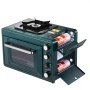 VEVOR Horno de Exterior 2 en 1, Fuego Ajustable, Temporizador 60 Minutos, Resistente al Viento, con Parrilla y Bandeja para Asar, para Camping, Picnics en el Jardín, Cocina al Aire Libre, Verde