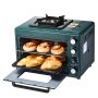 VEVOR Horno de Exterior 2 en 1, Fuego Ajustable, Temporizador 60 Minutos, Resistente al Viento, con Parrilla y Bandeja para Asar, para Camping, Picnics en el Jardín, Cocina al Aire Libre, Verde