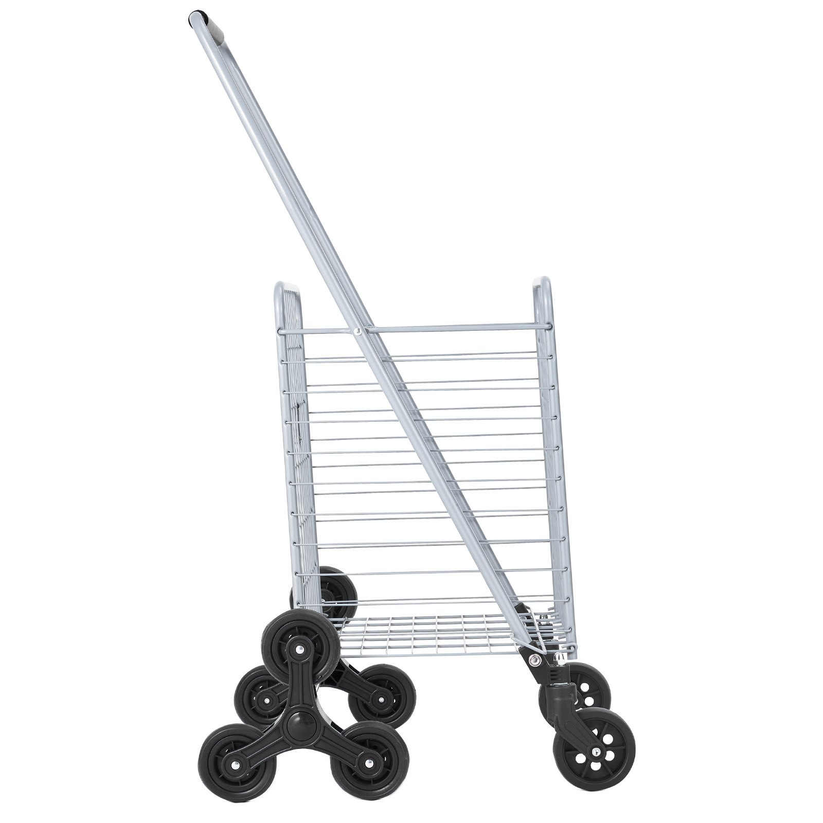 VEVOR Carro de Compra Plegable 45 L Carro para Subir Escaleras con Ruedas Giratorias de 360° Carro Utilitario Ligero 510 x 530 x 950 mm para Compras, Oficina, Mudanzas, Transporte, Exterior, Plata