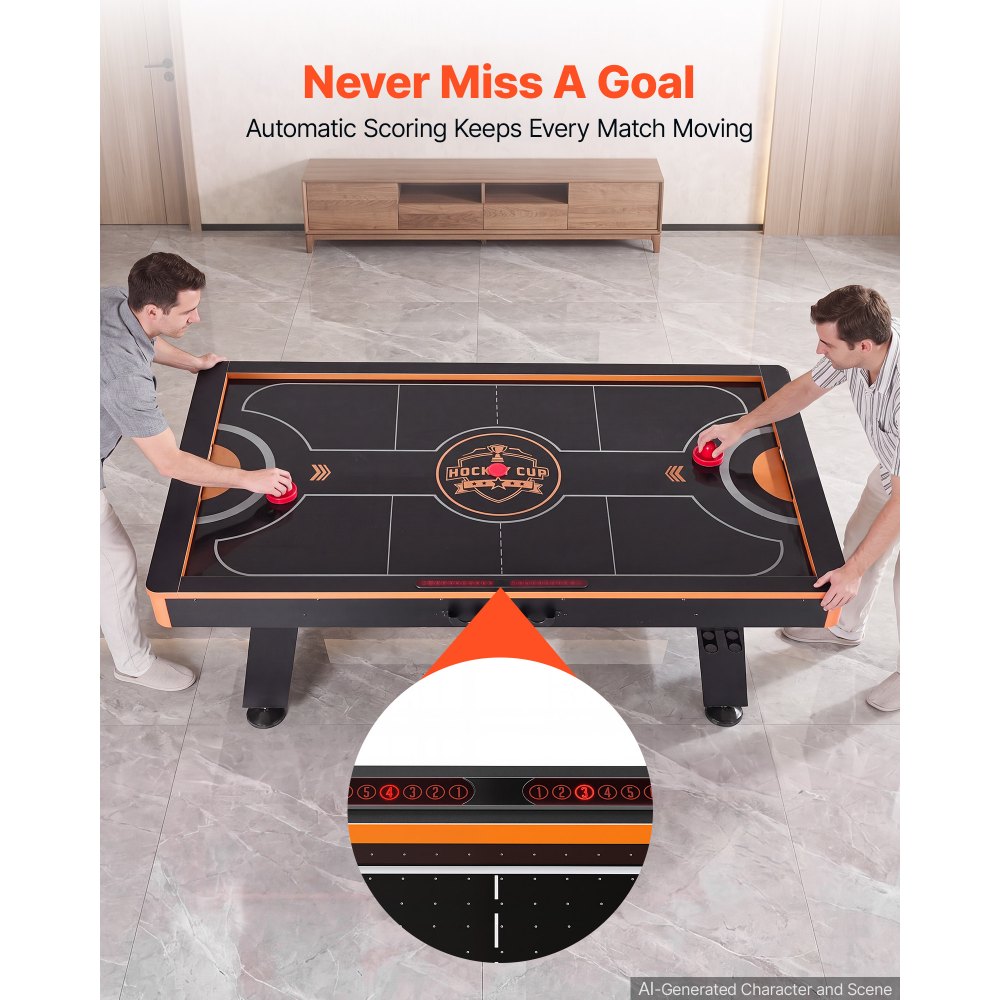 VEVOR Mesa de Juegos Combinada de Hockey de Aire, Ping Pong y Uso Diario, Multifuncional, Ahorra Espacio, Estable y Duradera, Accesorios Completos, para Sala de Juegos Familiar, 203,5x109,5x81,2 cm
