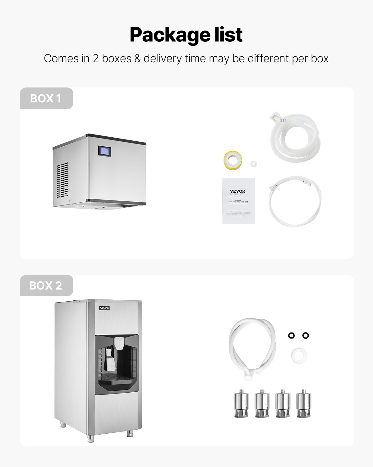 VEVOR Máquina de Hielo, Capacidad de 136 kg/Día, con Dispensador Automático de Hielo de 9 kg/min, Autolimpiable con Pantalla Táctil para Bares, Cafeterías y Restaurantes, 565 x 865 x 1300 mm