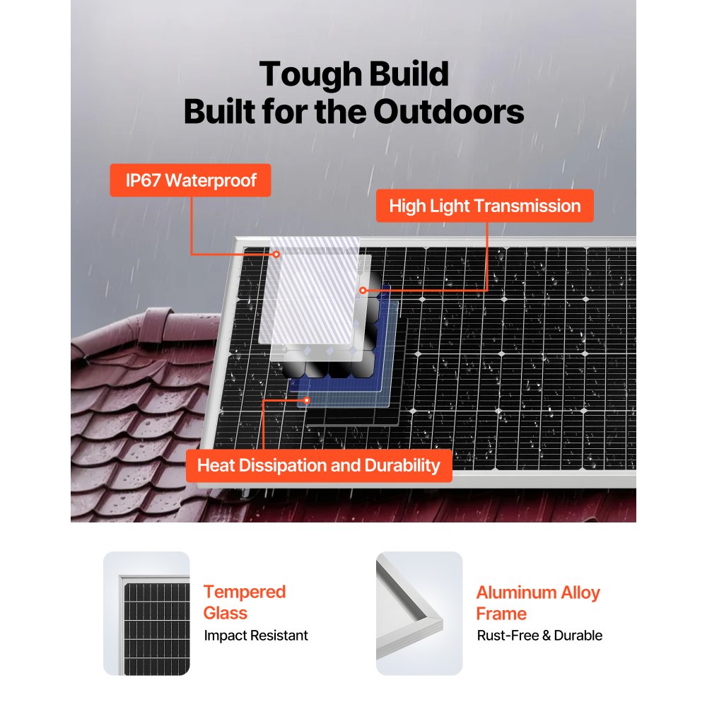 VEVOR Kit Completo de Energía Solar 800 W 12 V, con 4 Paneles Solares Monocristalinos 200 W, Batería LiFePO₄ 12,8 V 300 Ah, Controlador de Carga de 60 A, Inversor de Corriente de 2000 W para Barcos