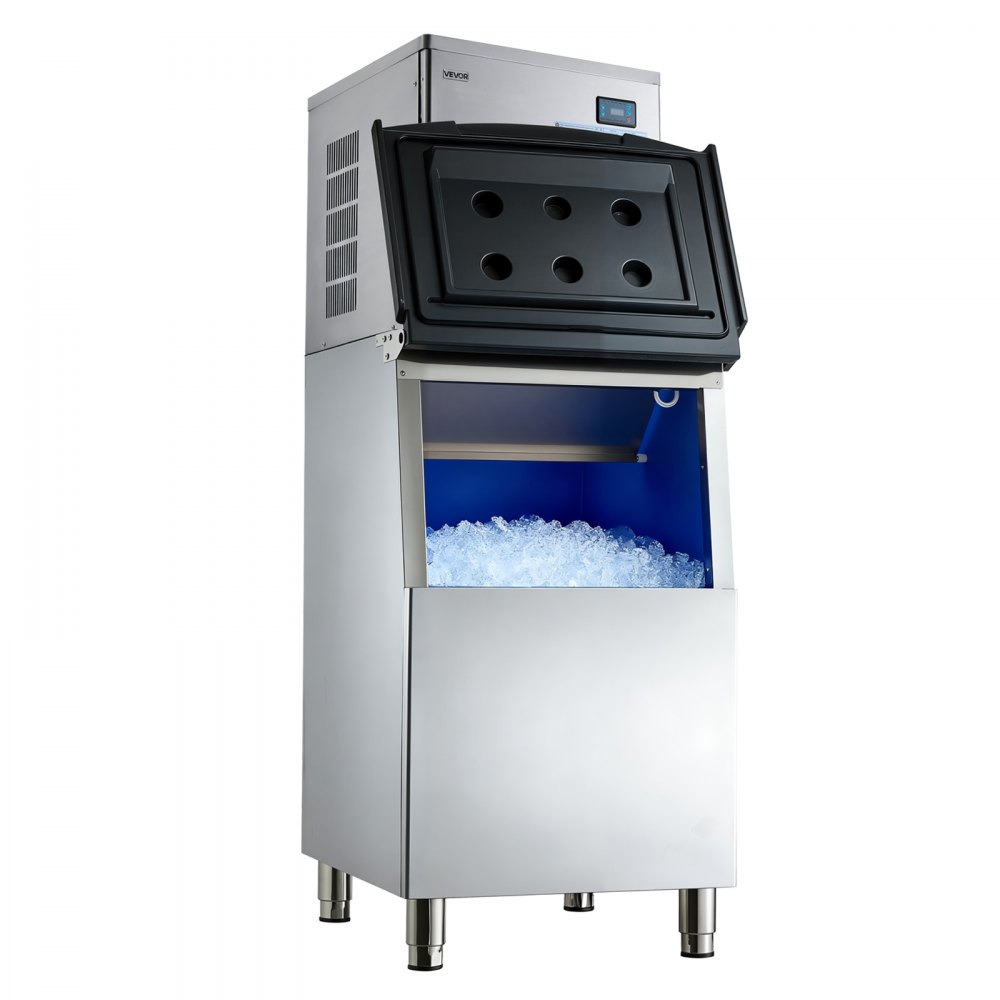 VEVOR Commercial Ice Maker Machine, 204KG/24H Ice-Making Machine with 113KG Stainless Steel Storage Bin, Auto Self-Cleaning Ice Maker with Touchscreen for Bar Cafe Restaurant Business Commercial