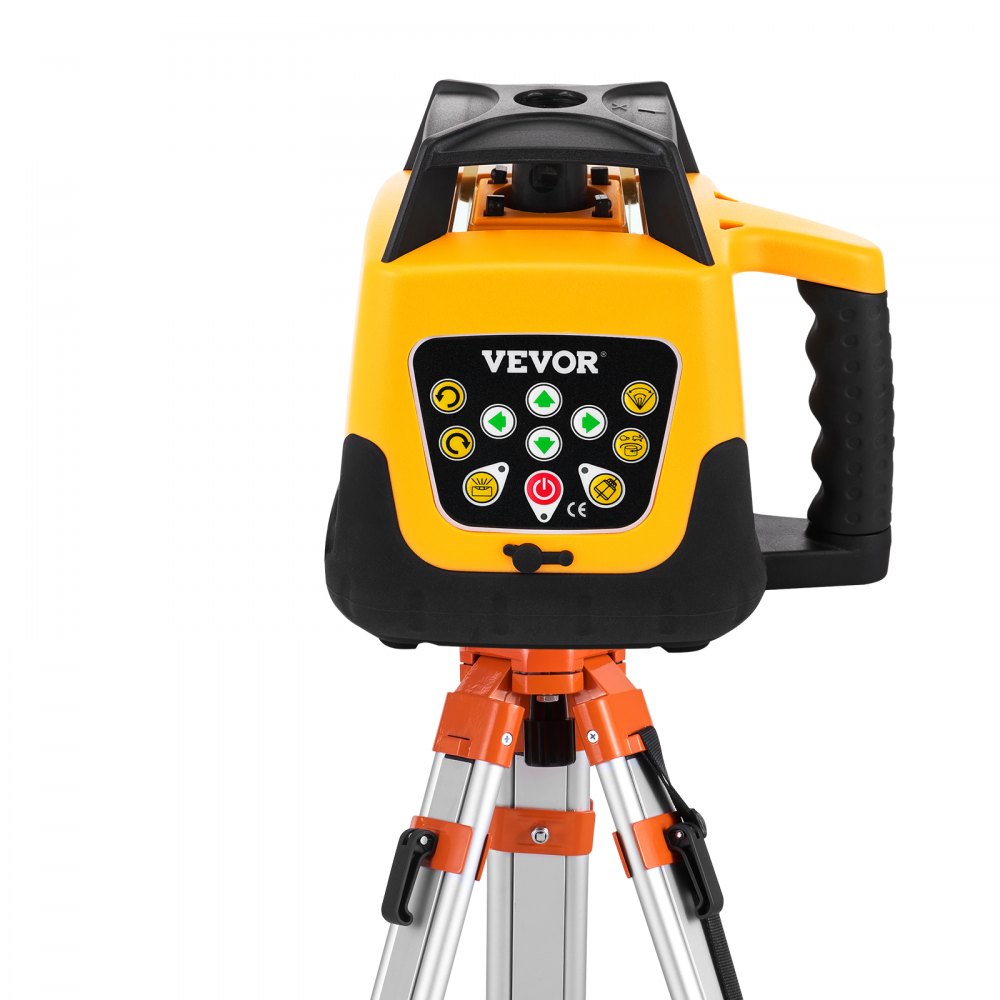 VEVOR Kit de Nivel Láser Giratorio con Trípode y Regla de Medición Láser Verde, Alcance de 500 m, Giro de 360°, Ángulo de Escaneo Flexible, con Receptor de Control Remoto y Estuche de Transporte