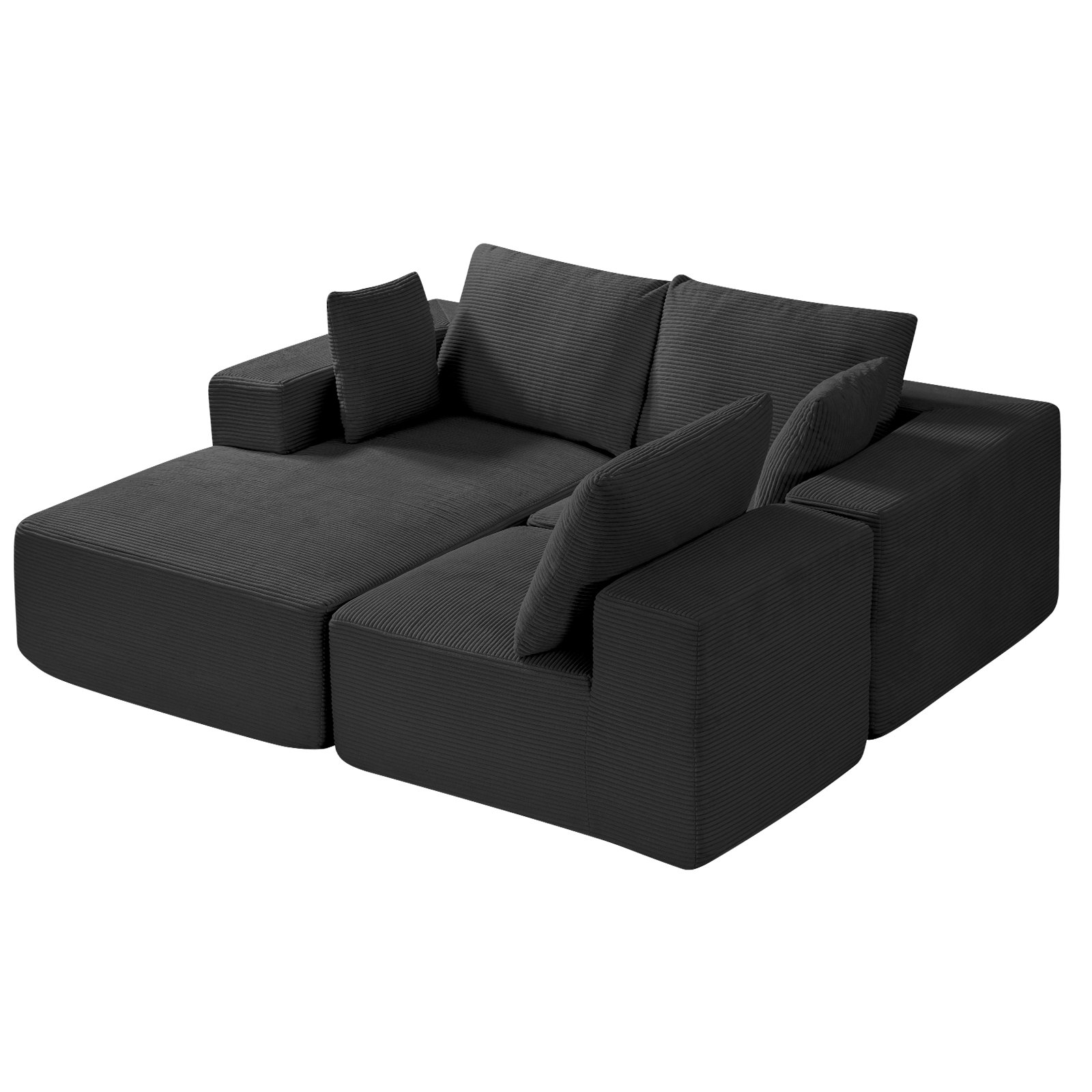 VEVOR Sofá Modular Seccional en Forma de L 2650 x 1650 x 570 mm, Sofá Seccional Nube con Esponja de Alto Rebote y Densidad, Sofá de Pana Tapizado con Cojín para Sala de Estar, Apartamento, Negro