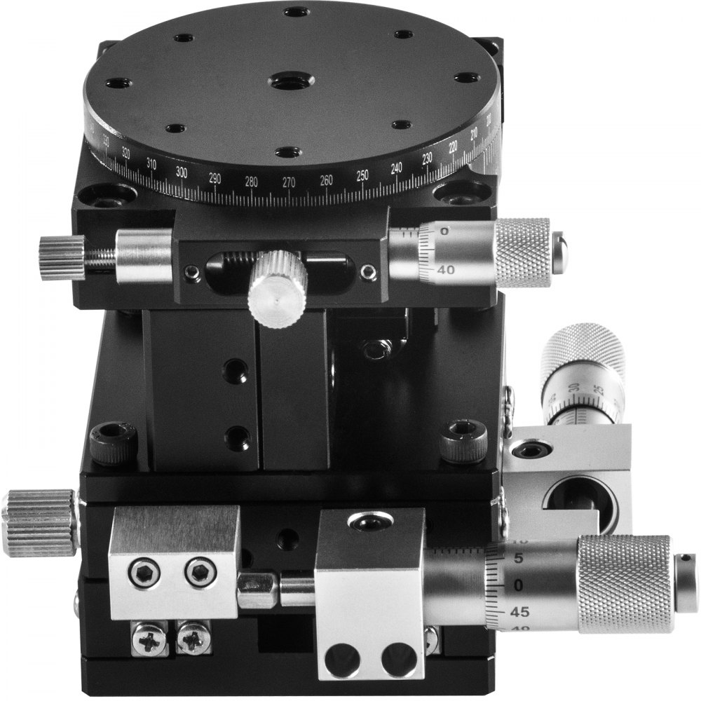 VEVOR Etapa Lineal 90x90mm Plataforma de Recorte Manual XY ±6,5mm Z 10mm R 360° Plataforma de Ajuste de Etapa Lineal para Aparatos ópticos Equipos de Medición Equipos de Fabricación de Semiconductores