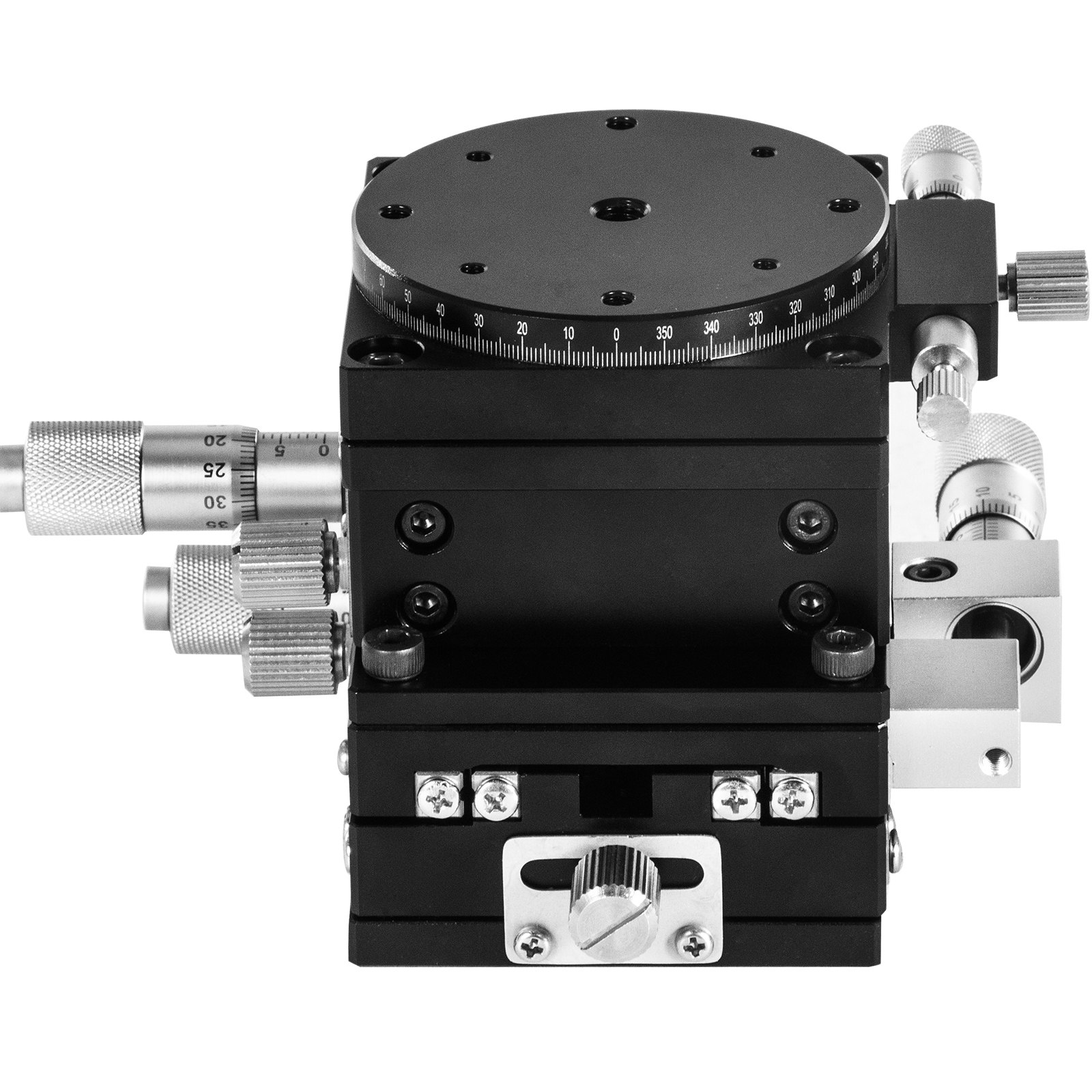 VEVOR Etapa Lineal 90x90mm Plataforma de Recorte Manual XY ±6,5mm Z 10mm R 360° Plataforma de Ajuste de Etapa Lineal para Aparatos ópticos Equipos de Medición Equipos de Fabricación de Semiconductores