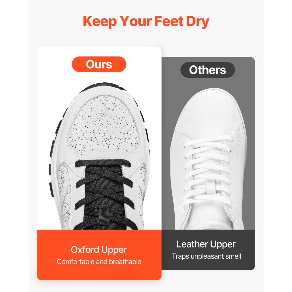 VEVOR Zapatillas de Entrenamiento Cruzado, Talla W, EE. UU. 10, Puntera Ancha con Soporte Arco y Cordones Ajustables, para Correr, Gimnasia, Pasear y Levantar Pesas, Blanco, 319 x 119 x 130 mm