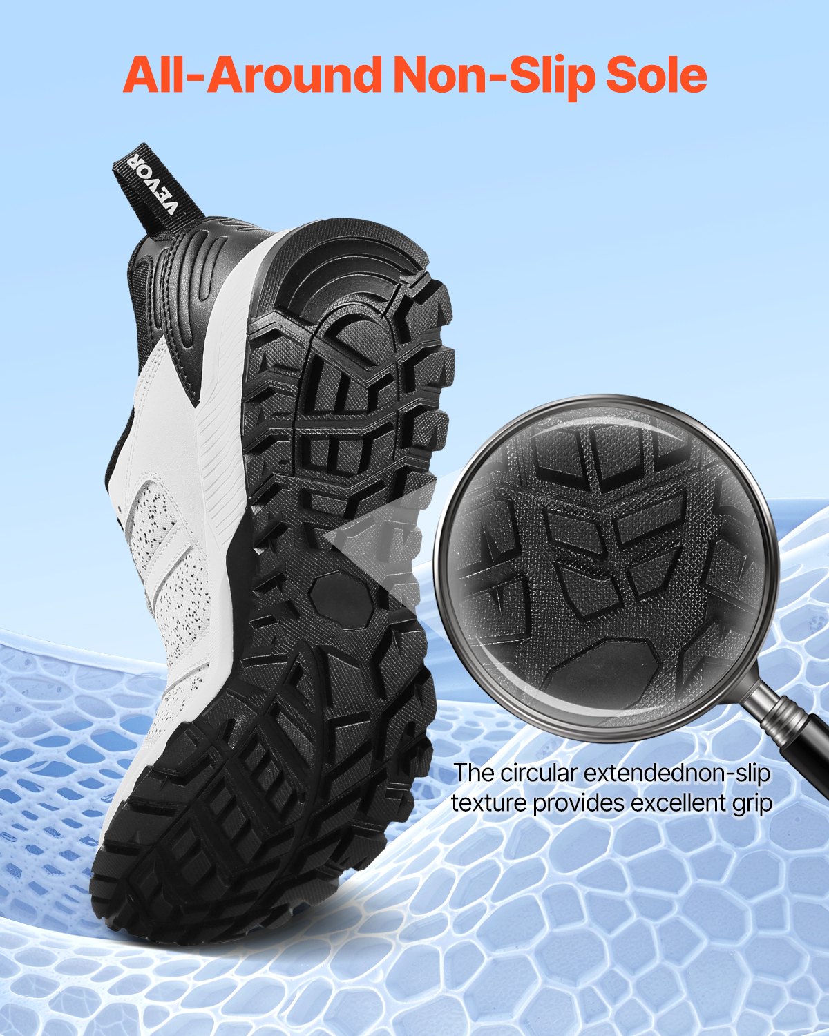 VEVOR Zapatillas de Entrenamiento Cruzado, Talla W, EE. UU. 13, Puntera Ancha con Soporte Arco y Cordones Ajustables, para Correr, Gimnasia, Pasear y Levantar Pesas, Blanco, 334 x 125 x 130 mm