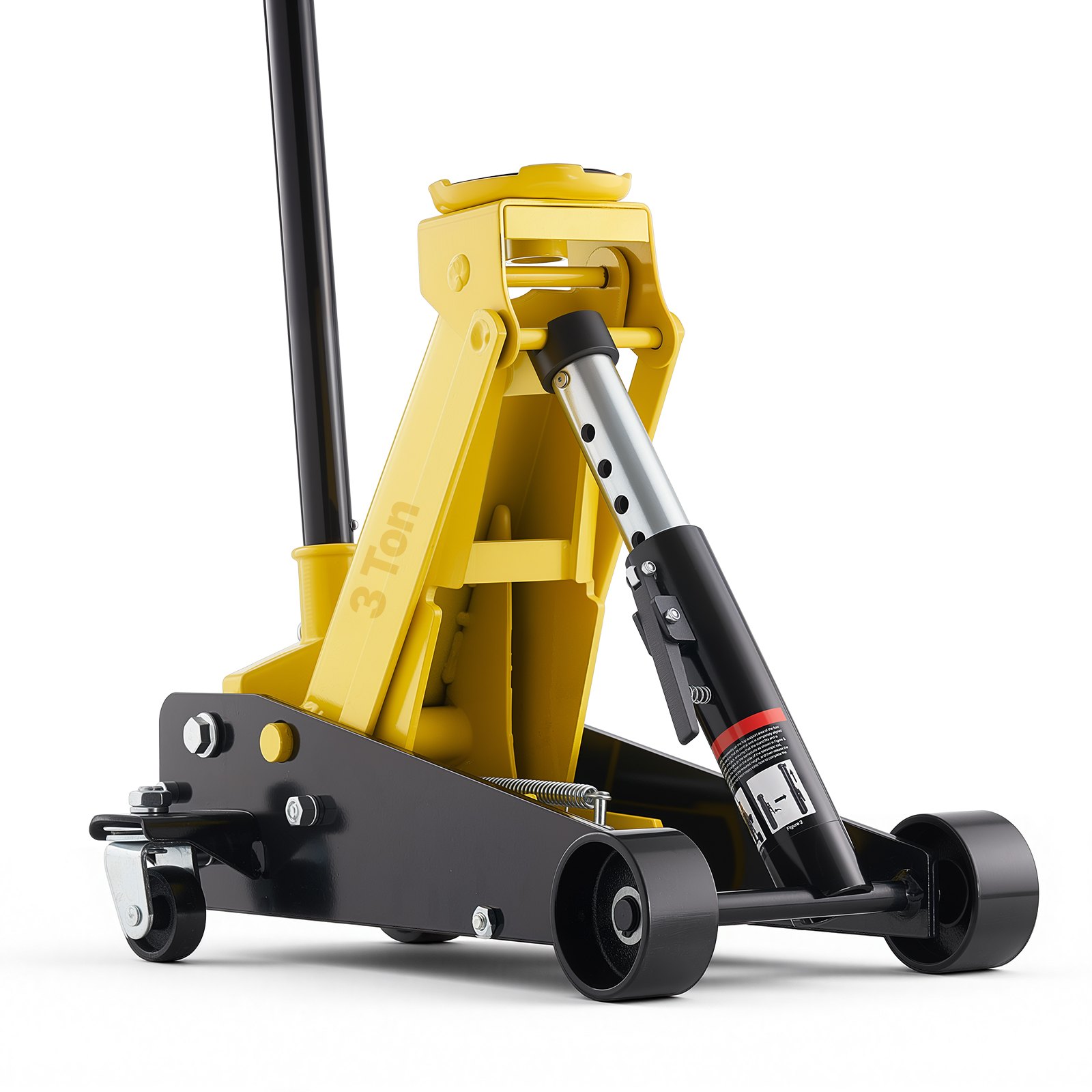 VEVOR Gato de Perfil Bajo Capacidad de 3 t, Gato Hidráulico con Bomba de Elevación Rápida de Pistón Único, Rango de Elevación 130 a 500 mm, Barra de Soporte, para Autos Deportivos, SUV, Camionetas