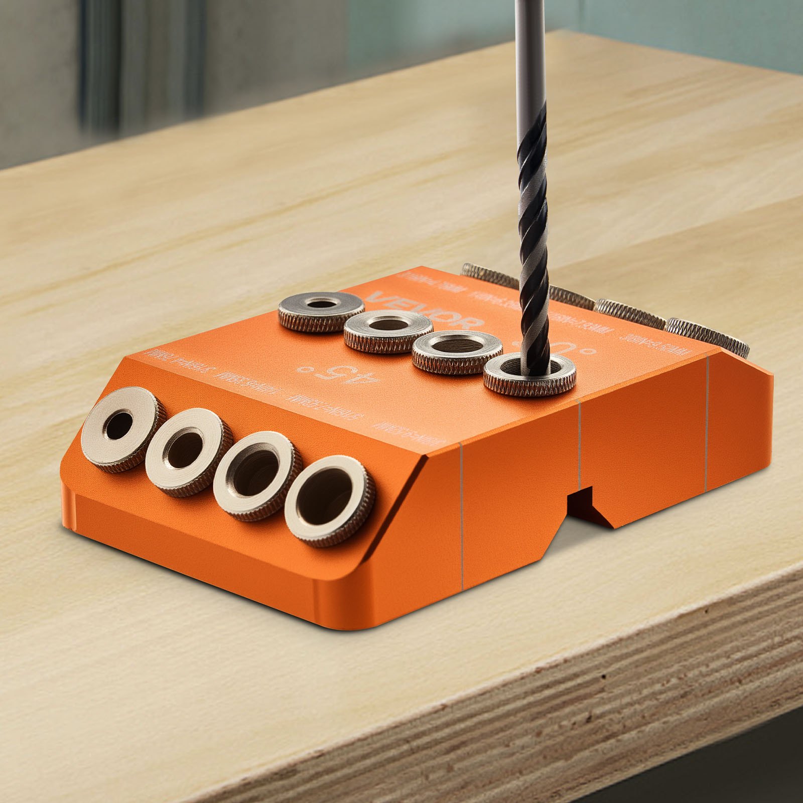 VEVOR Drill Guide, 30/ 45/ 90 Degree Angle 4 Sizes Portable Precision Drilling Guide Jig, for Drilling Angled or Horizontal Holes, Aluminum Alloy, for Deck Cable Railing Wood Post Stair Handrail